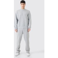 Mens Extended Neck Split Hem Sweatshirt Tracksuit - Grau - S, Grau von boohooman