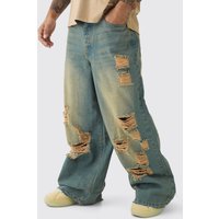 Extrem lockere zerrissene Jeans - Blau - 32R, Blau von boohooman