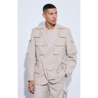 Mens Extreme Pocket Oversized Blazer - Grau - 36, Grau von boohooman