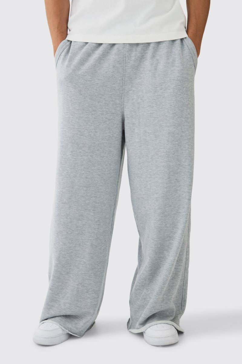 Jogginghose mit extrem weitem Bein und rohem Saum - Grau - S, Grau von boohooman
