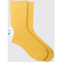 Mens Face Print Socks - Orange - ONE SIZE, Orange von boohooman