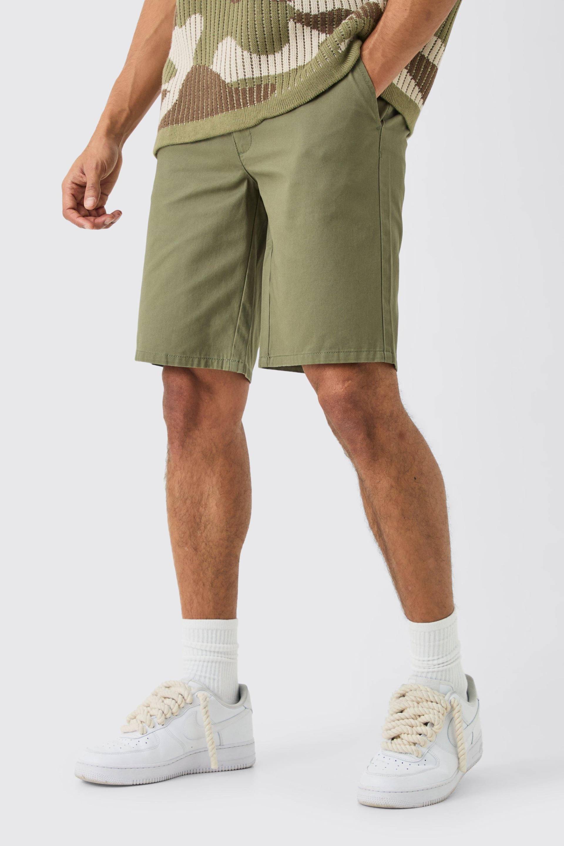 Mens Fixed Waist Khaki Relaxed Fit Short Shorts - S, Khaki von boohooman