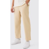 Mens Fixed Waist Skate Cropped Chino Trouser - Beige - 36, Beige von boohooman