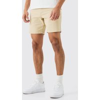 Mens Fixed Waist Stone Skinny Fit Chino Shorts - Grau - M, Grau von boohooman