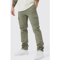 Mens Twill Cargo-Hose mit geradem Bein - Khaki - 32, Khaki von boohooman