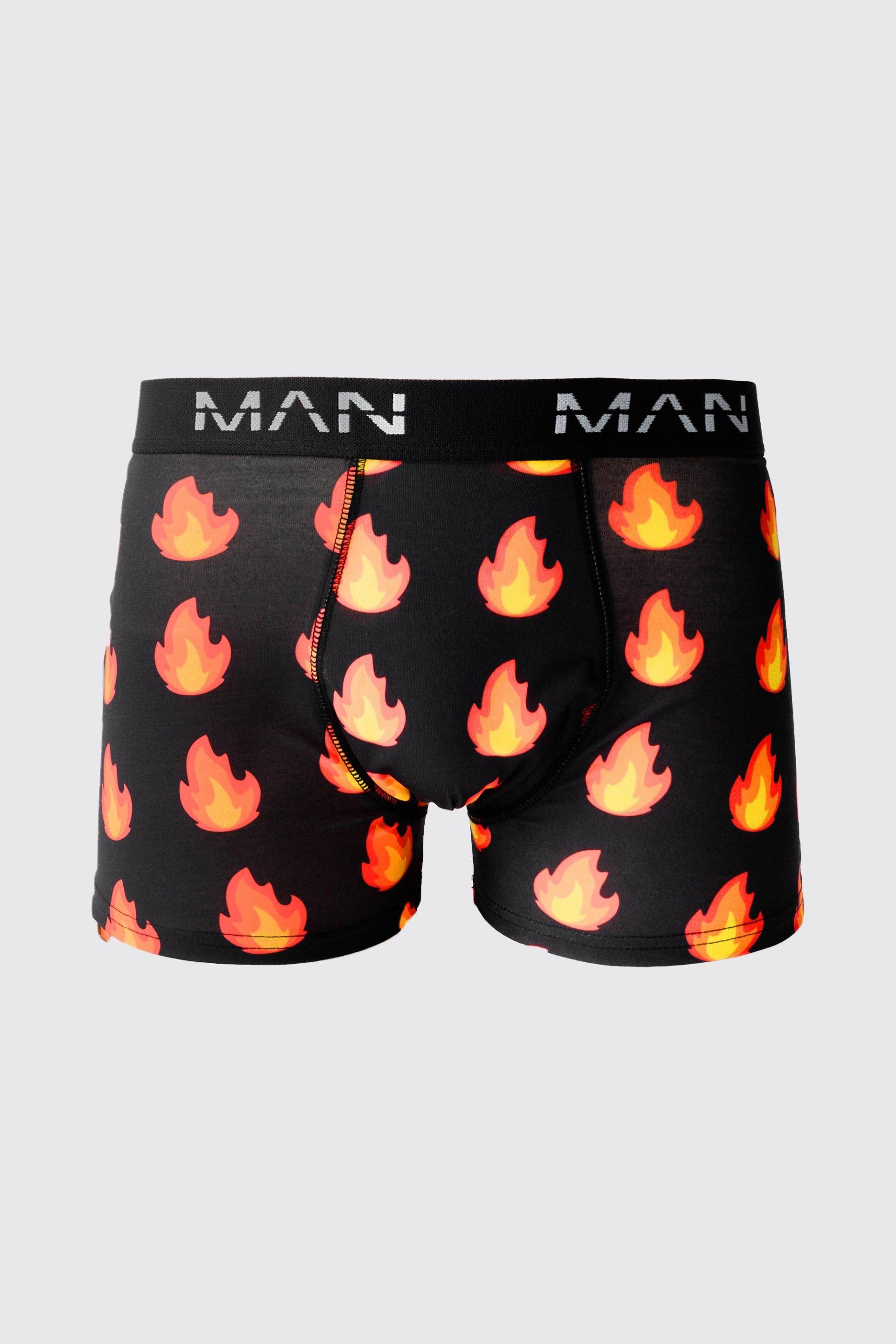 Mens Man Boxershorts mit Flammen-Print - Mehrfarbig - S, Mehrfarbig von boohooman
