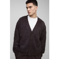 Flauschiger Oversize Strick-Cardigan - Braun - XS, Braun von boohooman