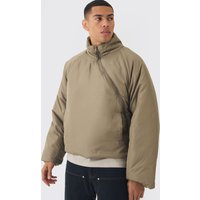 Gepolsterter Steppmantel mit Reißverschluss - Grau - S, Grau von boohooman