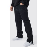 Gerade Jeans mit Moto Stern Laser-Print - Schwarz - 32R, Schwarz Gerade Jeans mit Moto Stern Laser-Print - Schwarz - 32R, Schwarz von boohooman