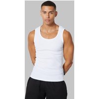 Geripptes Active Muscle-Fit vesttop - Weiß - M, Weiß von boohooman