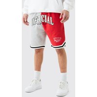 Mens Gespleißte Official Basketball Jersey-Shorts - Rot - XL, Rot von boohooman