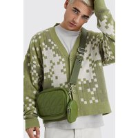 Mens Gesteppte Umhängetasche mit Detail - Khaki - ONE SIZE, Khaki von boohooman