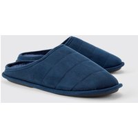 Mens Gesteppte Velour-Hausschuhe - Blau - S, Blau von boohooman