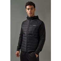 Gesteppter Man Active Hoodie mit Reißverschluss - Schwarz - XS, Schwarz Gesteppter Man Active Hoodie mit Reißverschluss - Schwarz - XS, Schwarz von boohooman