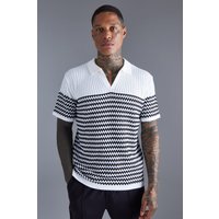 Gestreiftes Poloshirt mit V-Ausschnitt - Weiß - XS, Weiß Gestreiftes Poloshirt mit V-Ausschnitt - Weiß - XS, Weiß von boohooman