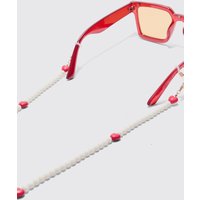 Mens Heart Beaded Sunglasses Chain In Red - Rot - ONE SIZE, Rot von boohooman