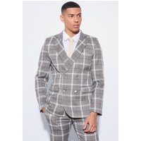 Mens Herringbone Check Elbow Patch Blazer - Braun - 38, Braun von boohooman