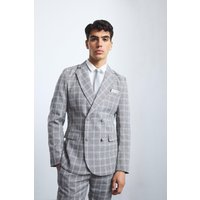 Mens Herringbone Check Elbow Patch Blazer - Taupe - 38, Taupe von boohooman