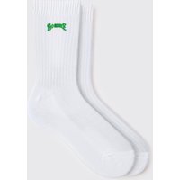 Sport-Socken mit Homme-Stickerei - Weiß - ONE SIZE, Weiß von boohooman