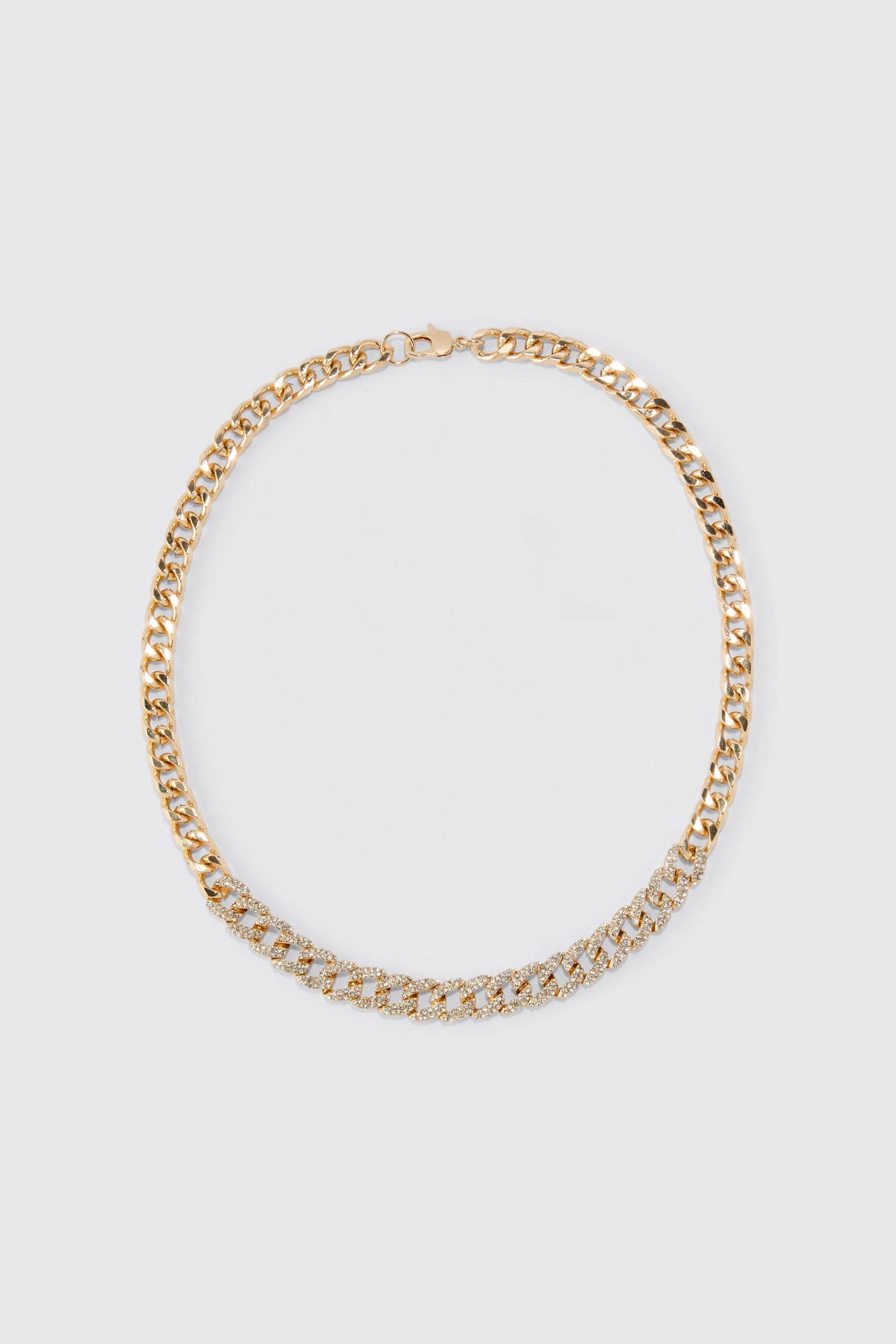 Mens Iced Chain Necklace - Gold - ONE SIZE, Gold von boohooman