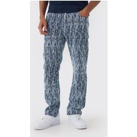 Jacquard-Jeans mit geradem Bein - Indigo - 34R, Indigo von boohooman
