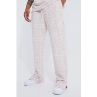 Mens Jacquard Jogginghose mit geteiltem Saum - Malve - L, Malve von boohooman