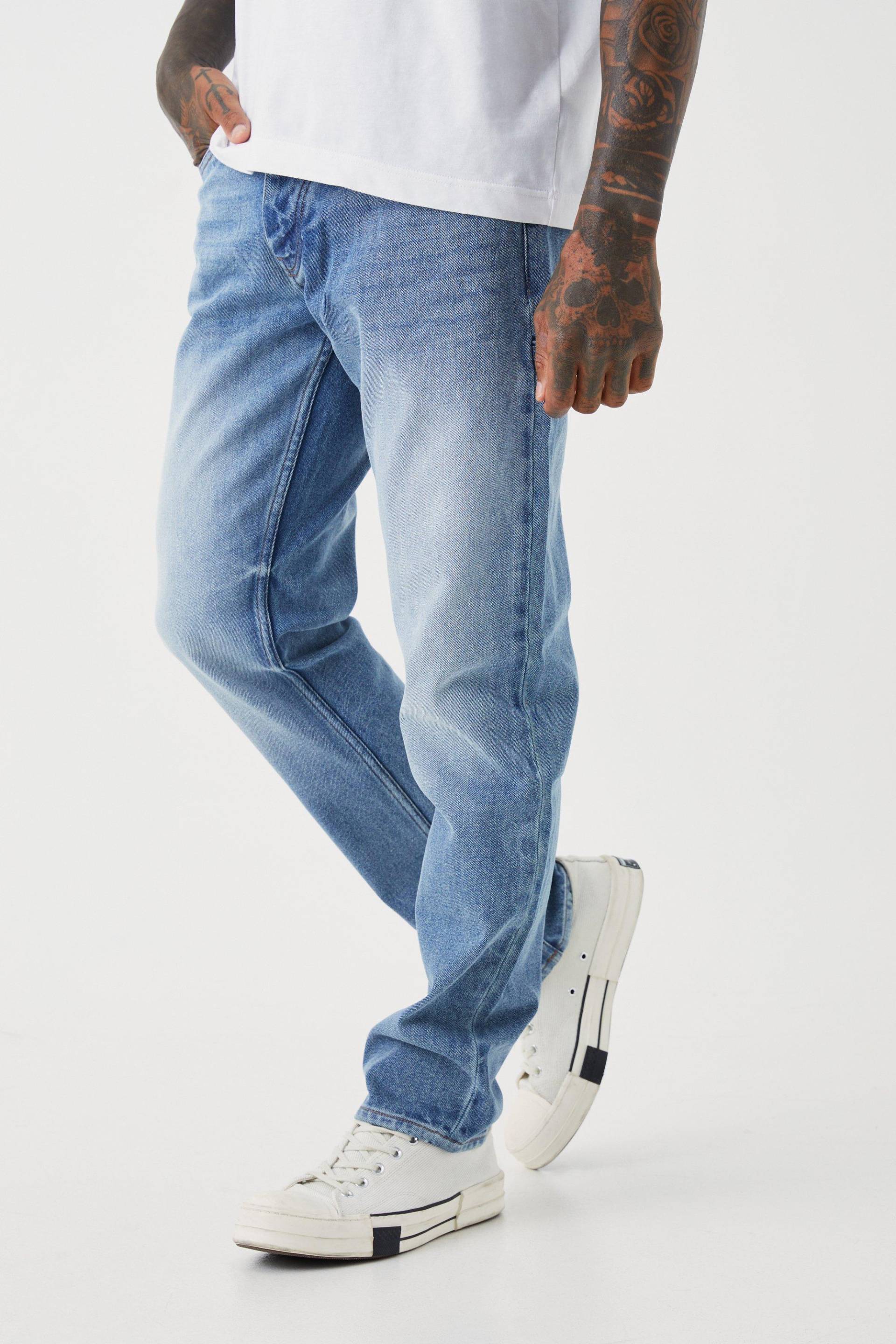 Mens Jeans mit geradem Bein - Blau - 36R, Blau von boohooman