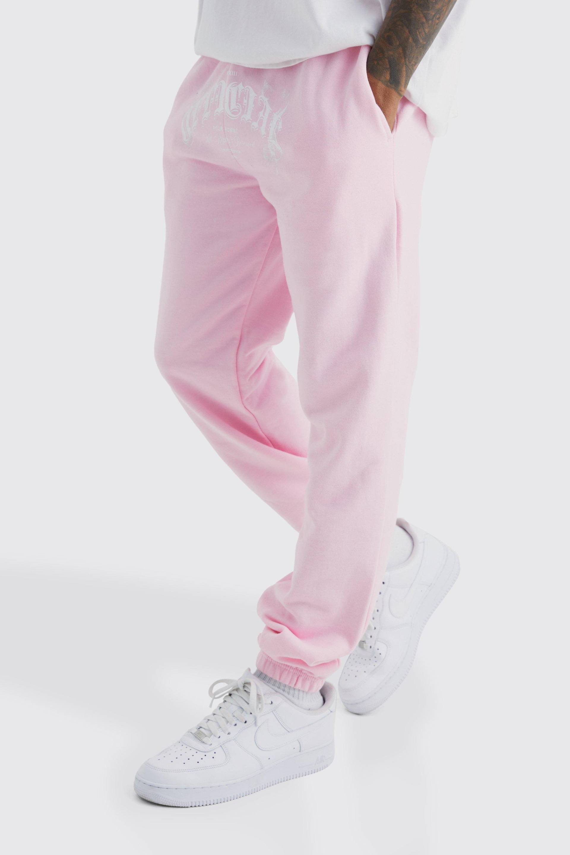 Mens Jogginghose mit Official Smoke Print - Rosa - M, Rosa von boohooman