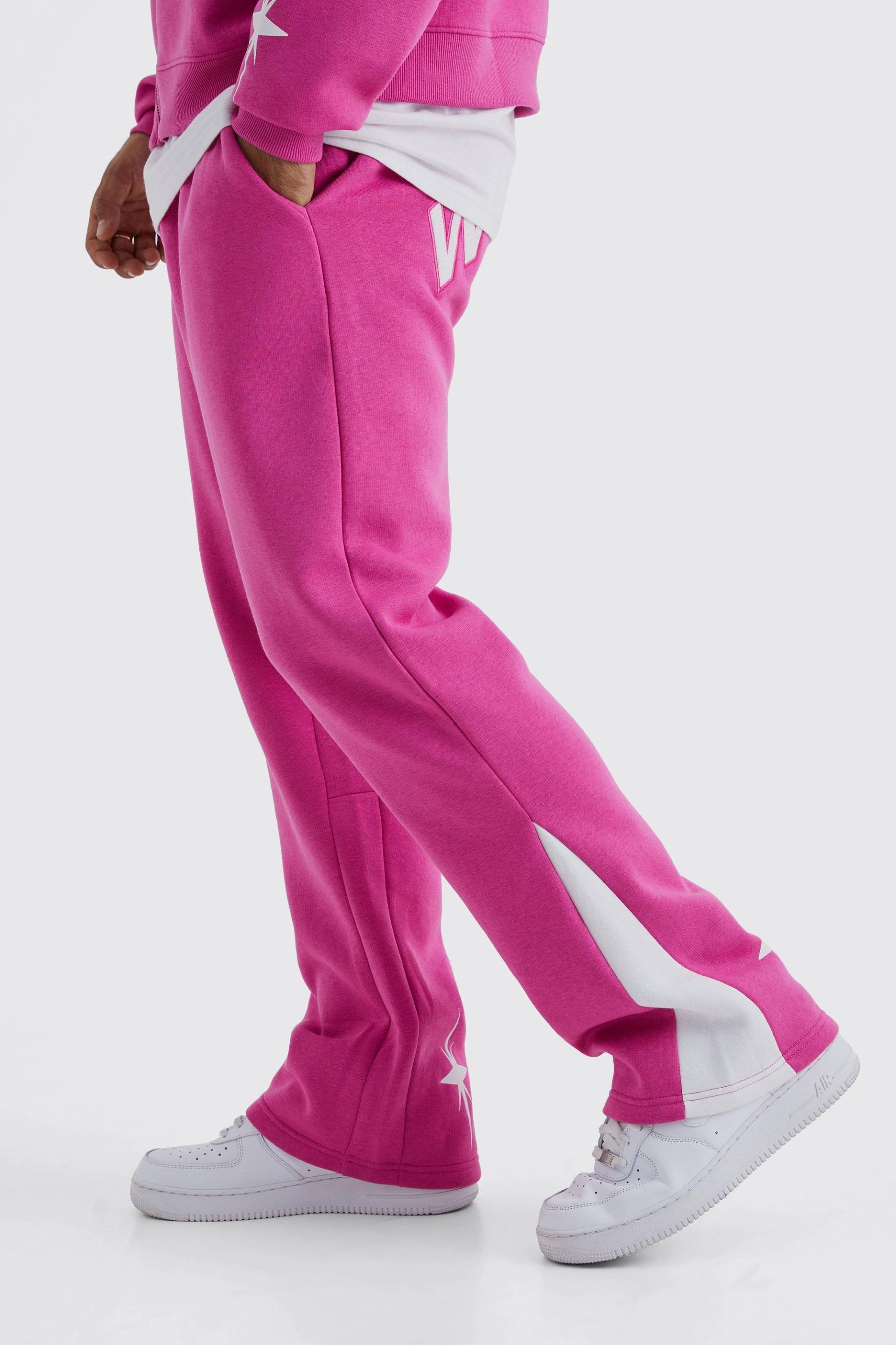 Mens Jogginghose mit Worldwide-Print - Rosa - S, Rosa von boohooman