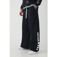 Jogginghose mit extrem weitem Bein - Schwarz - M, Schwarz von boohooman