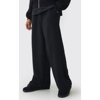 Jogginghose mit extrem weitem Bein und rohem Saum - Schwarz - L, Schwarz von boohooman