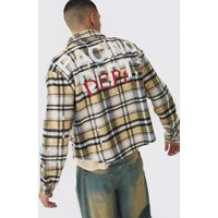 Kariertes Oversize Hemd mit Farbspritzern - Gelb - XL, Gelb von boohooman