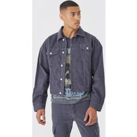 Mens Kastige Cord-Jacke - Grau - M, Grau von boohooman