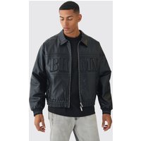 Kastige Oversize PU-Bomberjacke - Schwarz - XS, Schwarz Kastige Oversize PU-Bomberjacke - Schwarz - XS, Schwarz von boohooman