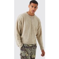 Mens Kastiger Bouclee-Pullover - Grau - L, Grau von boohooman