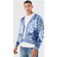 Mens Kastiger Cardigan - Blau - M, Blau von boohooman