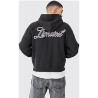 Kastiger Limited Hoodie mit Reißverschluss - Schwarz - XL, Schwarz von boohooman