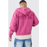 Kastiger Official Hoodie mit Graffiti-Print und Reißverschluss - Rosa - L, Rosa von boohooman