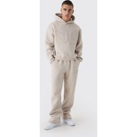 Kastiger Oversize Hoodie-Trainingsanzug - Taupe - XS, Taupe von boohooman