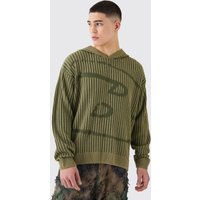 Mens Kastiger Oversize Hoodie mit Logo - Khaki - XL, Khaki von boohooman