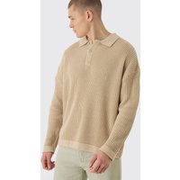 Kastiger Oversize Polo-Pullover - Grau - XS, Grau Kastiger Oversize Polo-Pullover - Grau - XS, Grau von boohooman