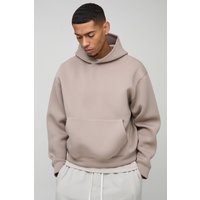 Kastiger Oversize Scuba-Hoodie - Taupe - XS, Taupe Kastiger Oversize Scuba-Hoodie - Taupe - XS, Taupe von boohooman