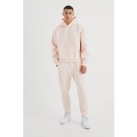 Mens Kastiger Oversize Trainingsanzug mit Kapuze - Rosa - L, Rosa von boohooman