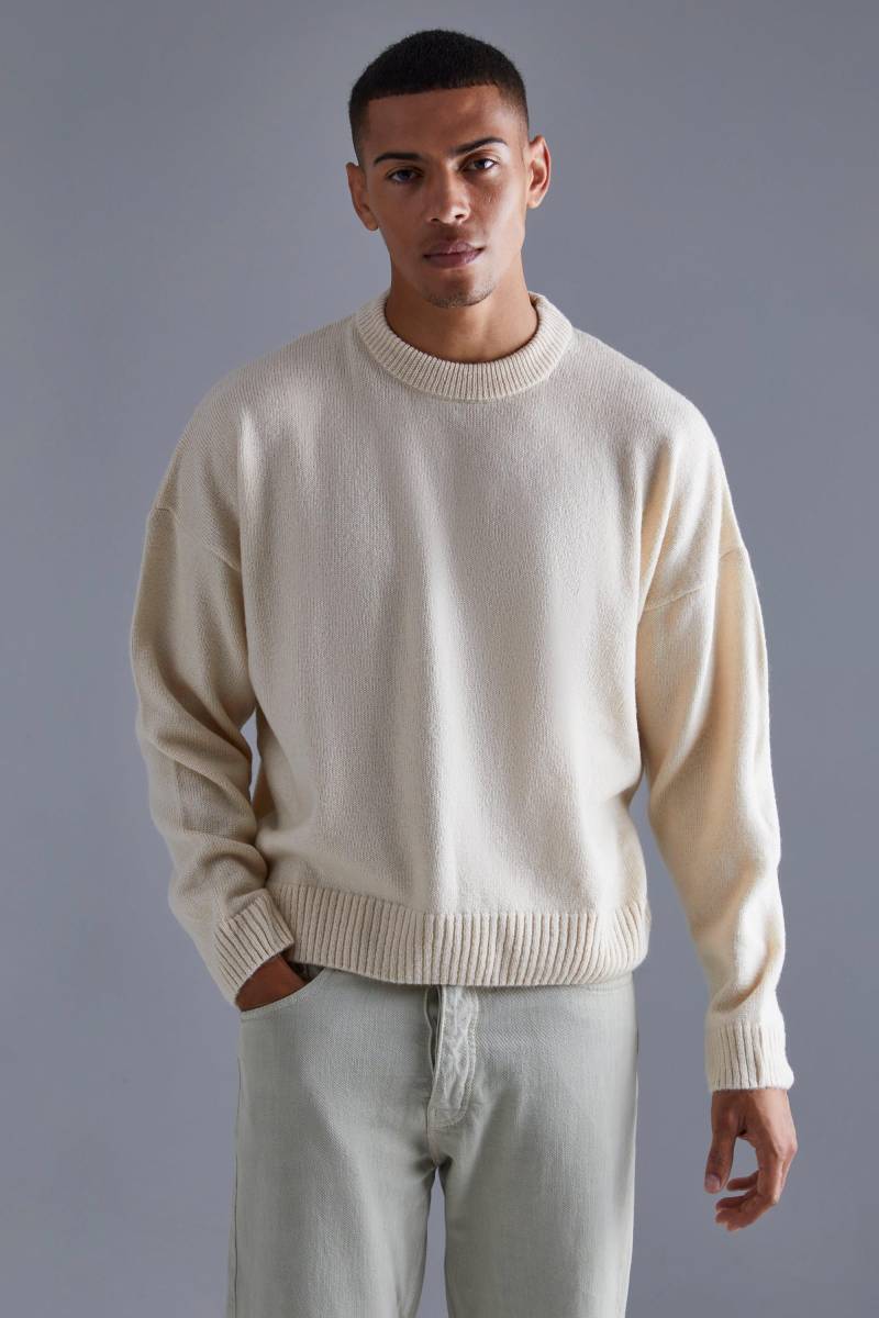 Kastiger Strickpullover - Ecru - XS, Ecru Kastiger Strickpullover - Ecru - XS, Ecru von boohooman