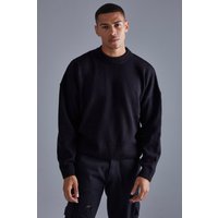 Mens Kastiger Strickpullover - Schwarz - L, Schwarz von boohooman