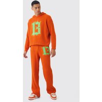 Kastiger Trainingsanzug mit 13 Print - Orange - M, Orange Kastiger Trainingsanzug mit 13 Print - Orange - M, Orange von boohooman