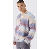 Kastiger gestreifter Oversize Strick-Cardigan - Ecru - XL, Ecru von boohooman