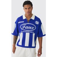 Kastiges Oversize Fußball-Poloshirt - Grau - XS, Grau Kastiges Oversize Fußball-Poloshirt - Grau - XS, Grau von boohooman