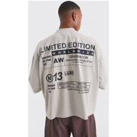 Mens Kastiges Oversize T-Shirt mit Stickerei - Grau - S, Grau von boohooman