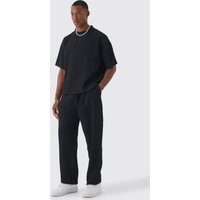 Kastiges Oversize T-Shirt & elastische lockere Hose - Schwarz - M, Schwarz von boohooman